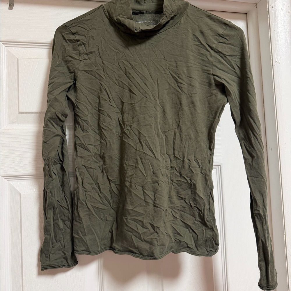 Anthropologie Forest Green Long Sleeve Top